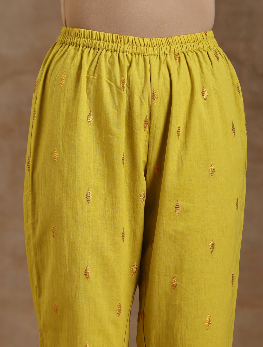 trueBrowns Lime Gold Cotton Handkerchief Kurta Set | Relove - Distacart