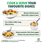 The Indus Valley TurboCuk Tri-ply Stainless Steel Cookware Set: 2.2L Kadai+ 1.4L Frypan+  1.2L Tea/Milk pan, Premium Quality, 3 Layer Thick Body, 100% Toxin-free, Non-stick, Induction & Gas