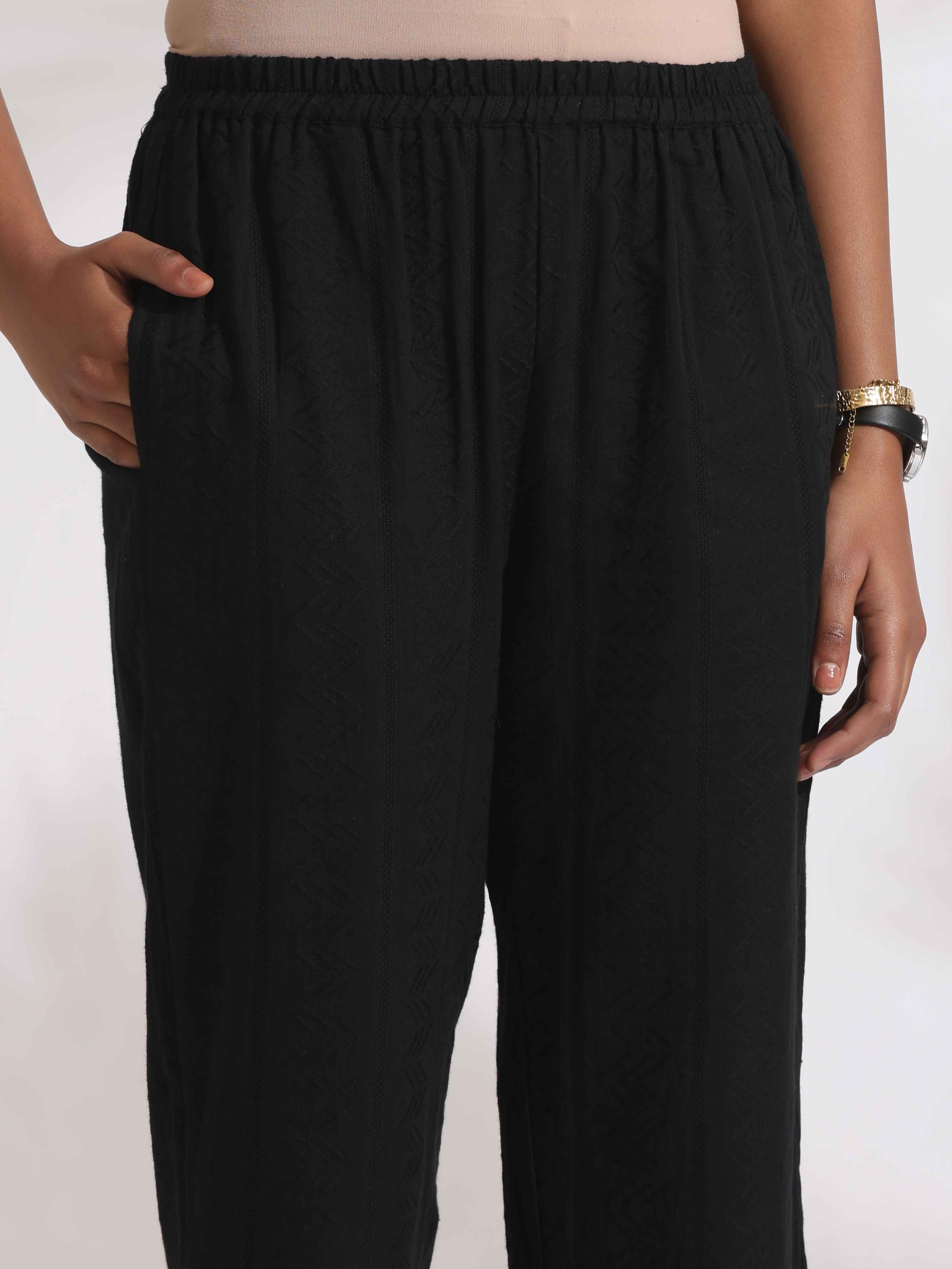 trueBrowns Black Cotton High Slit Kurta Set - Distacart