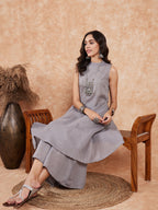 InWeave Light Grey Lurex Halter Neck W/S Kurta Palazzo Set - Distacart