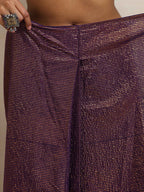 trueBrowns Purple Gold Lurex Ready To Wear Saree