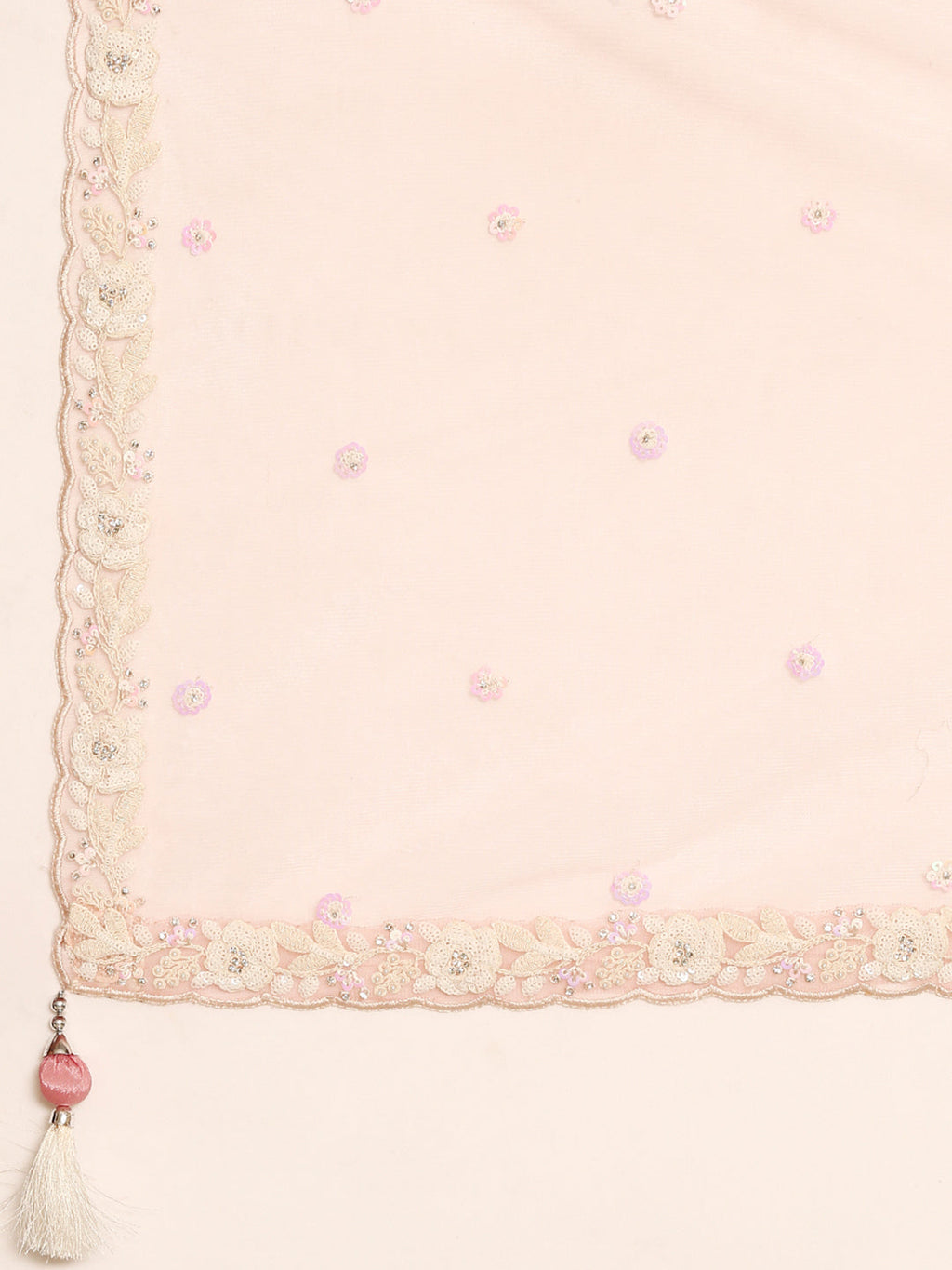 House of Panchhi Rose Gold Chinon Sequins And Zarkan Embroidery Lehenga Choli & Dupatta