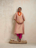 trueBrowns Blush Pink Tissue A-line Kurta Set - Distacart