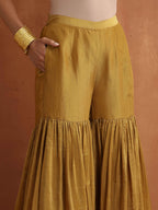 trueBrowns Gold Tissue Sharara Dupatta Set - Distacart