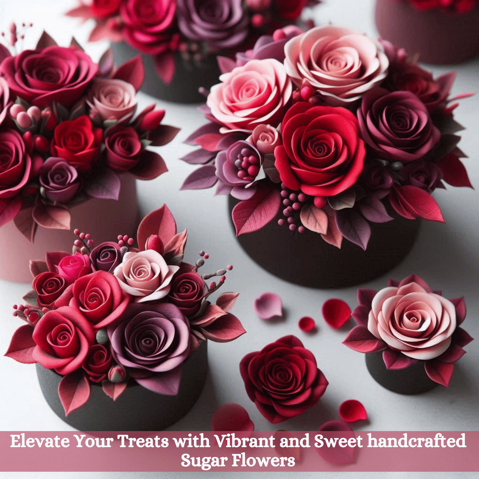 confect sugar roses topper sugar roses for cake decorations cupcakes doughnut edible toppers ombre 2 pack of 12