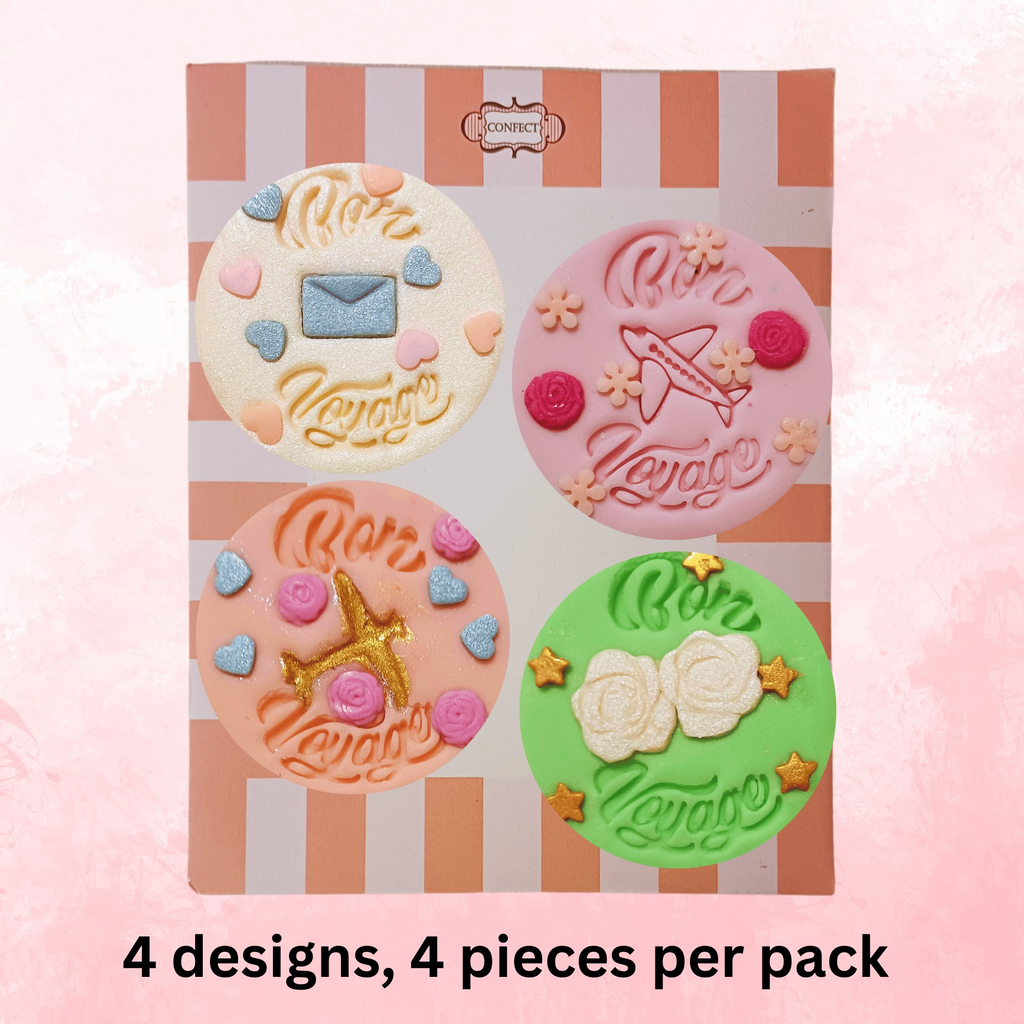 confect bon voyage toppers for cakes cupcakes edible cupcake topper cake decorations supplies 100gms ct 06