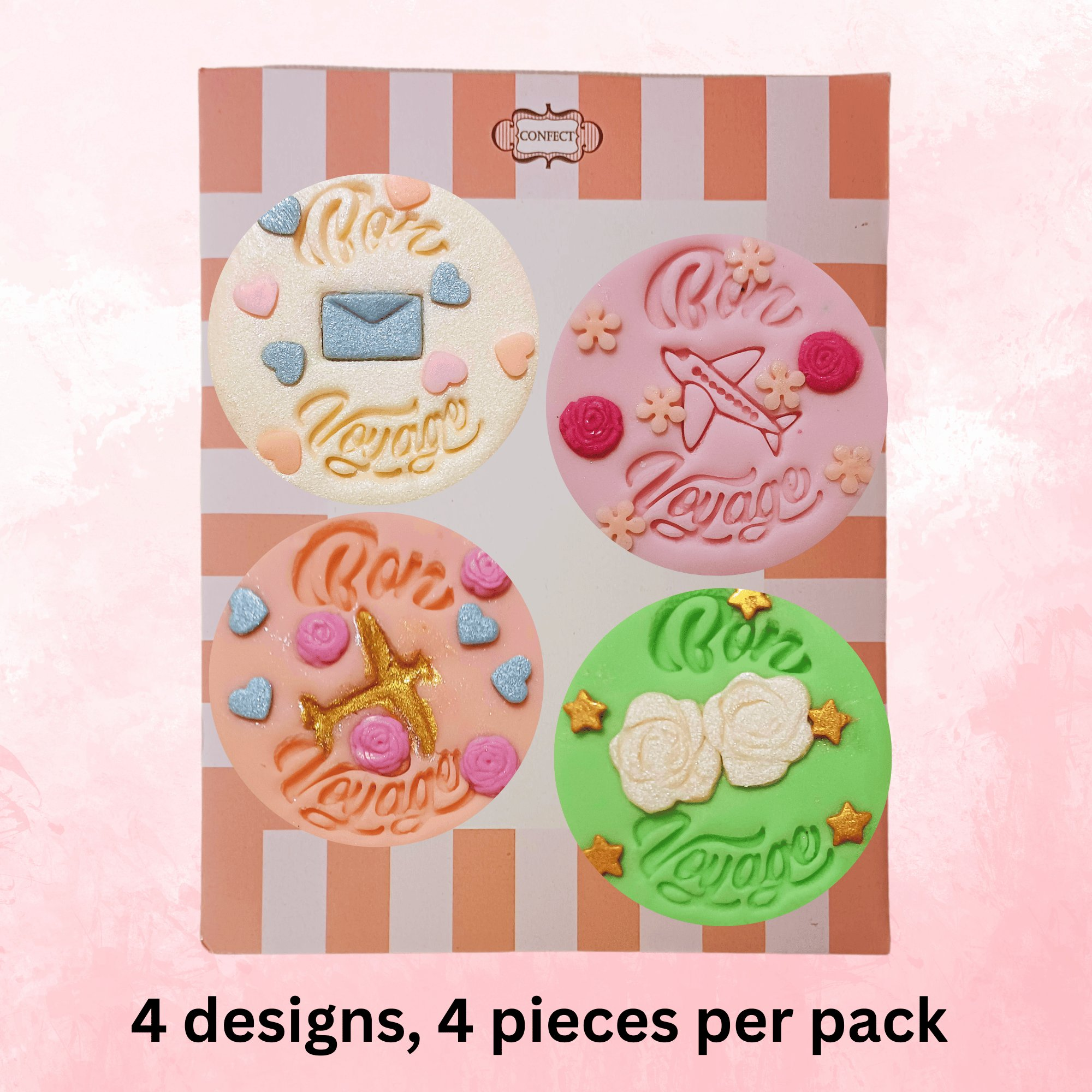confect bon voyage toppers for cakes cupcakes edible cupcake topper cake decorations supplies 100gms ct 06