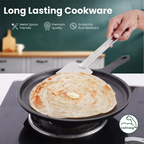 The Indus Valley CASTrong Cast Iron Cookware Set: Tadka Pan + Cast Iron Tawa With Handle (Pre Seasoned) + Cast Iron Kadai Wok Model + Cast Iron Fry Pan, Kitchen set for Home, 100% Pure, Toxin-free