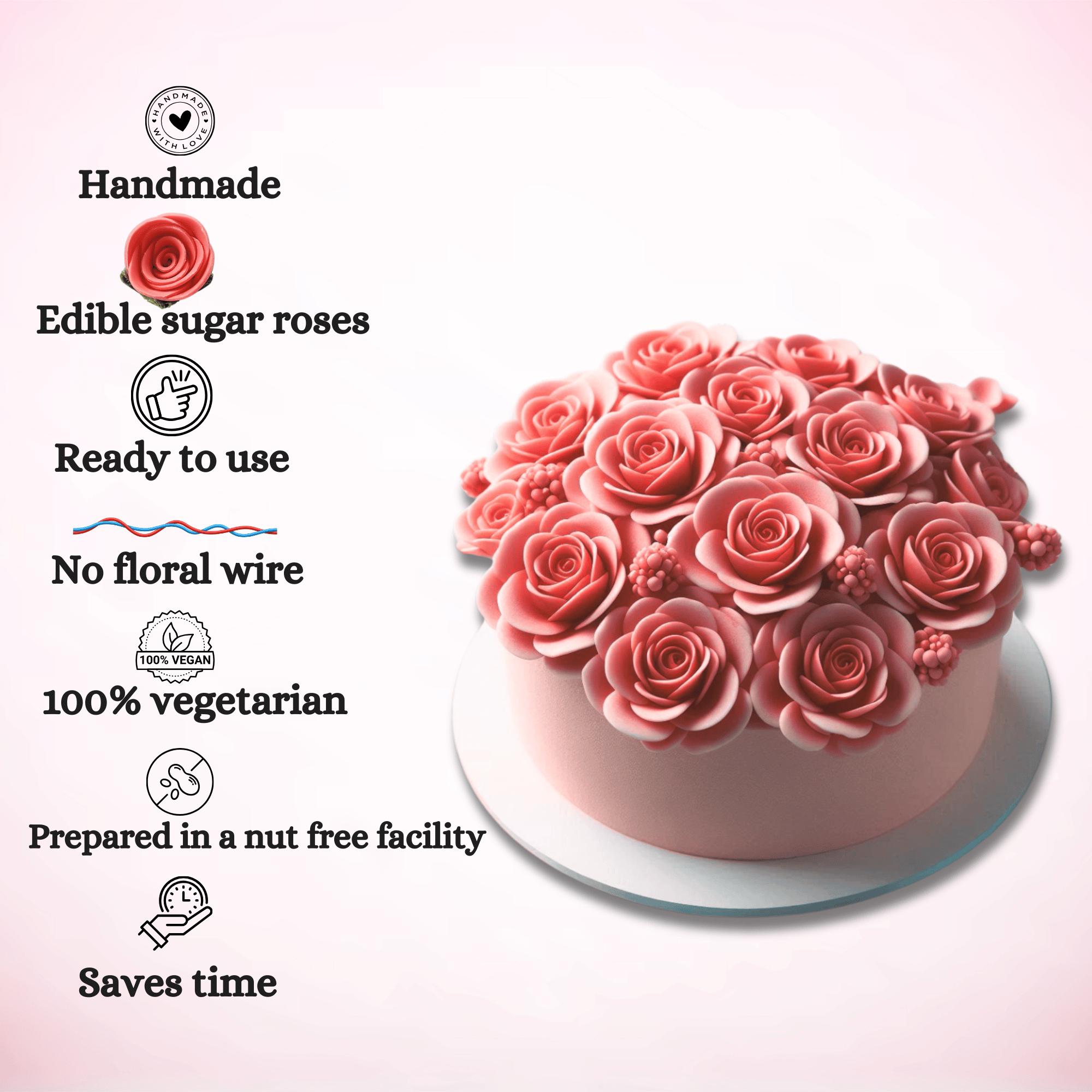 sugar roses for cake cupcake decoration coral 120 gms