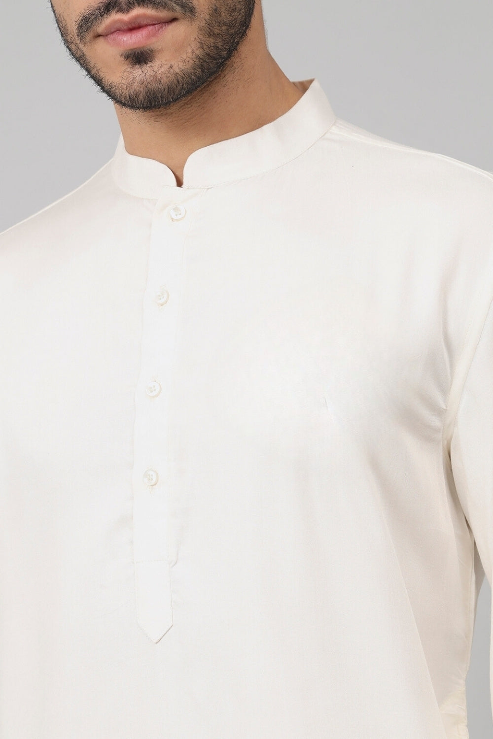 Giza Cotton Off White Plain Kurta by Hilo Design