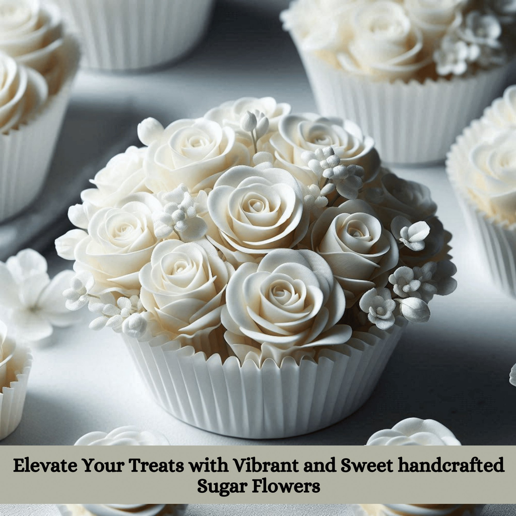 sugar flowers for cake cupcake decoration white 120 gms