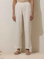 trueBrowns Off White Cotton Linen Angrakha Kurta Pant Set - Distacart