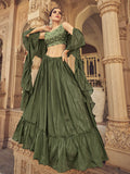 Myra Olive Chinon & Art SIlk Embroidered Designer Lehenga Choli