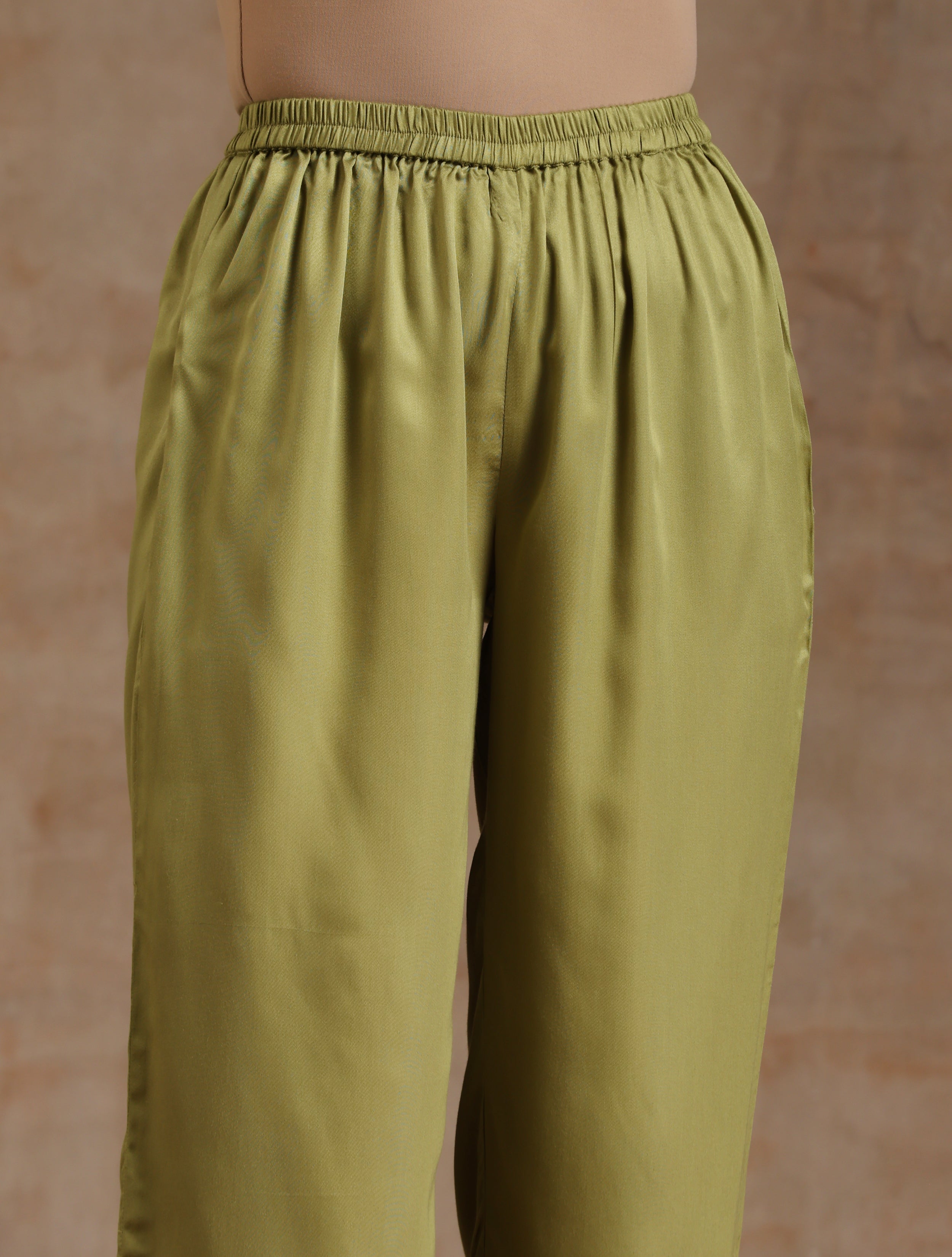 trueBrowns Light Green Modal Satin Kaftan Kurta Set | Relove - Distacart