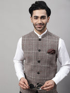 Even Apparels Men's Beige Pure Wool Nehru Jacket