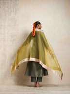 trueBrowns Green Tissue Anarkali Kurta Dupatta Set - Distacart
