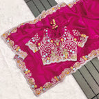 Lorenvalley Fashion Magenta Jimmy Choo with Embroidery Threads Codding & Sequins Work Saree with Blouse - Distacart