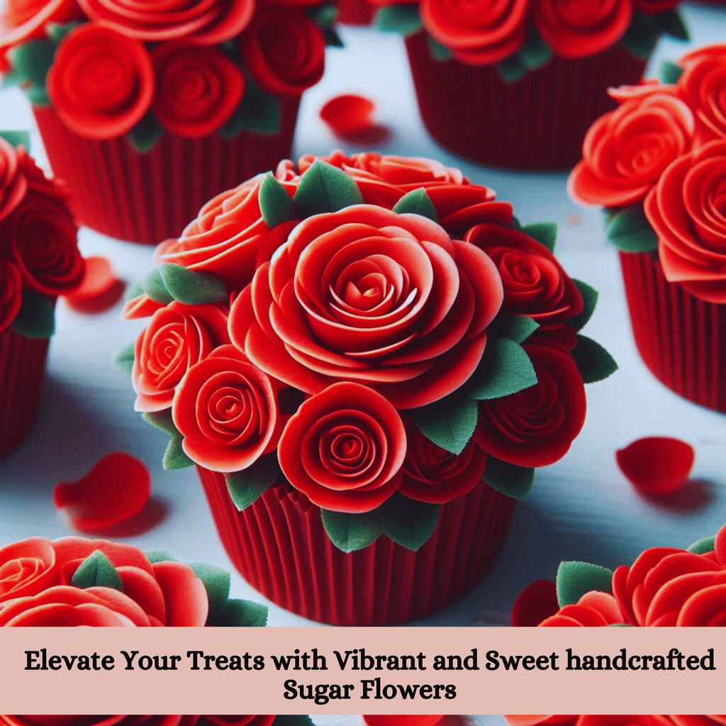sugar flowers for cake cupcake decoration red 120 gms
