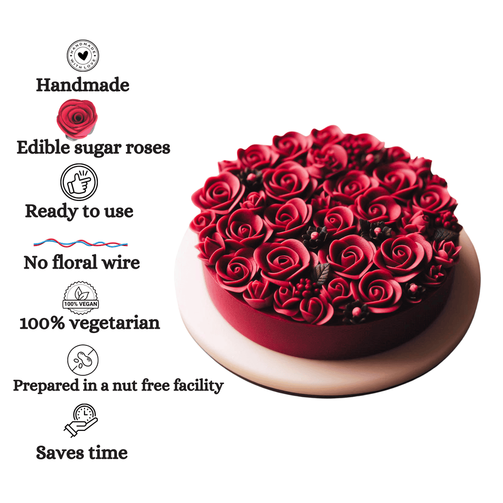confect edible rose topper edible rose for cake decorations edible crimson pink roses pack of 12