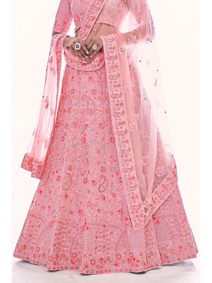 Myra Pink Soft Net Embroidered Designer Lehenga Choli