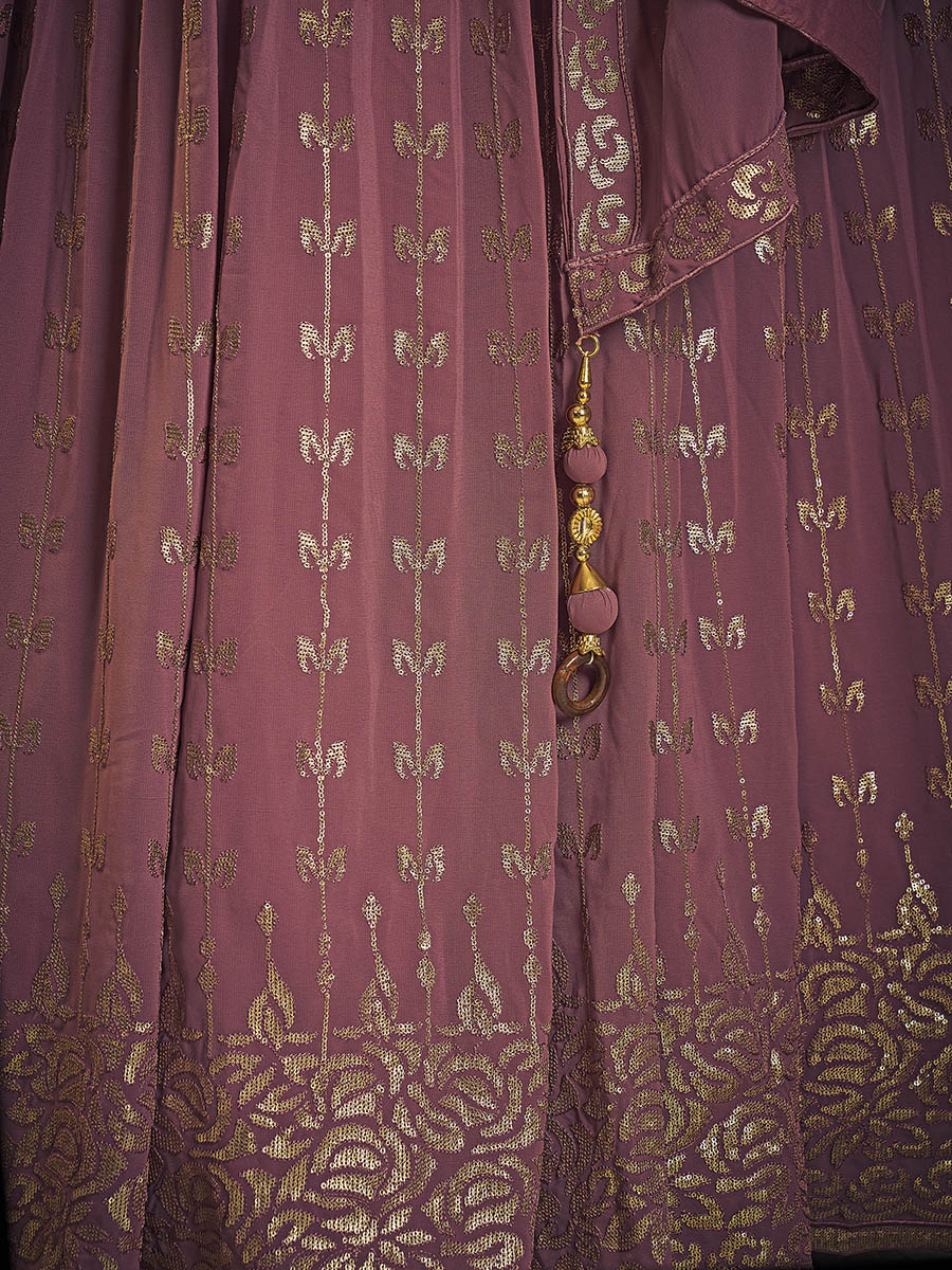 Myra Mauve Real Georgette Designer Gown Style Suit - Distacart