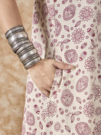 InWeave Dusty Mauve V Neck Aline Kurta Set - Distacart