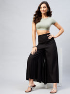 InWeave Solid Black Palazzo - Distacart