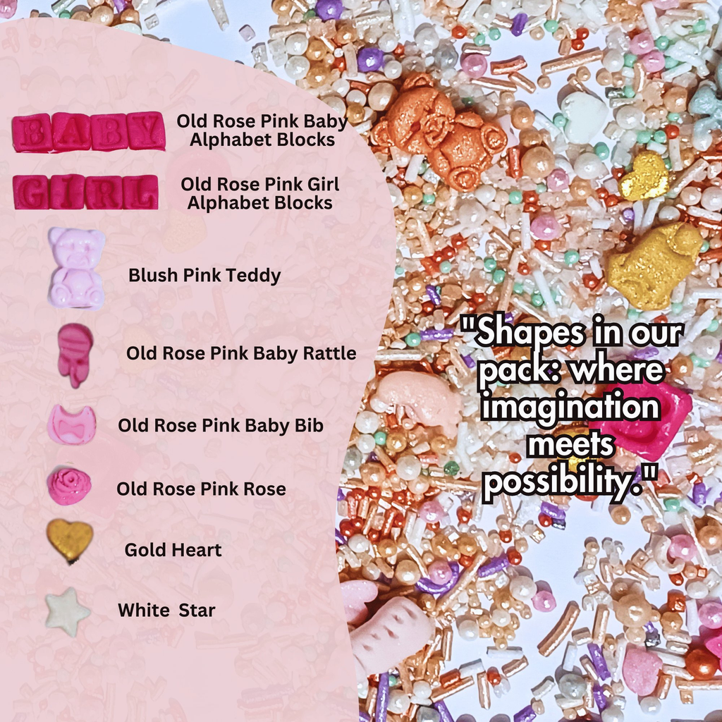 confect girls baby shower sprinkles mix heart teddy baby feed bottle baby feet sprinkles pack of 5 baby shower 22