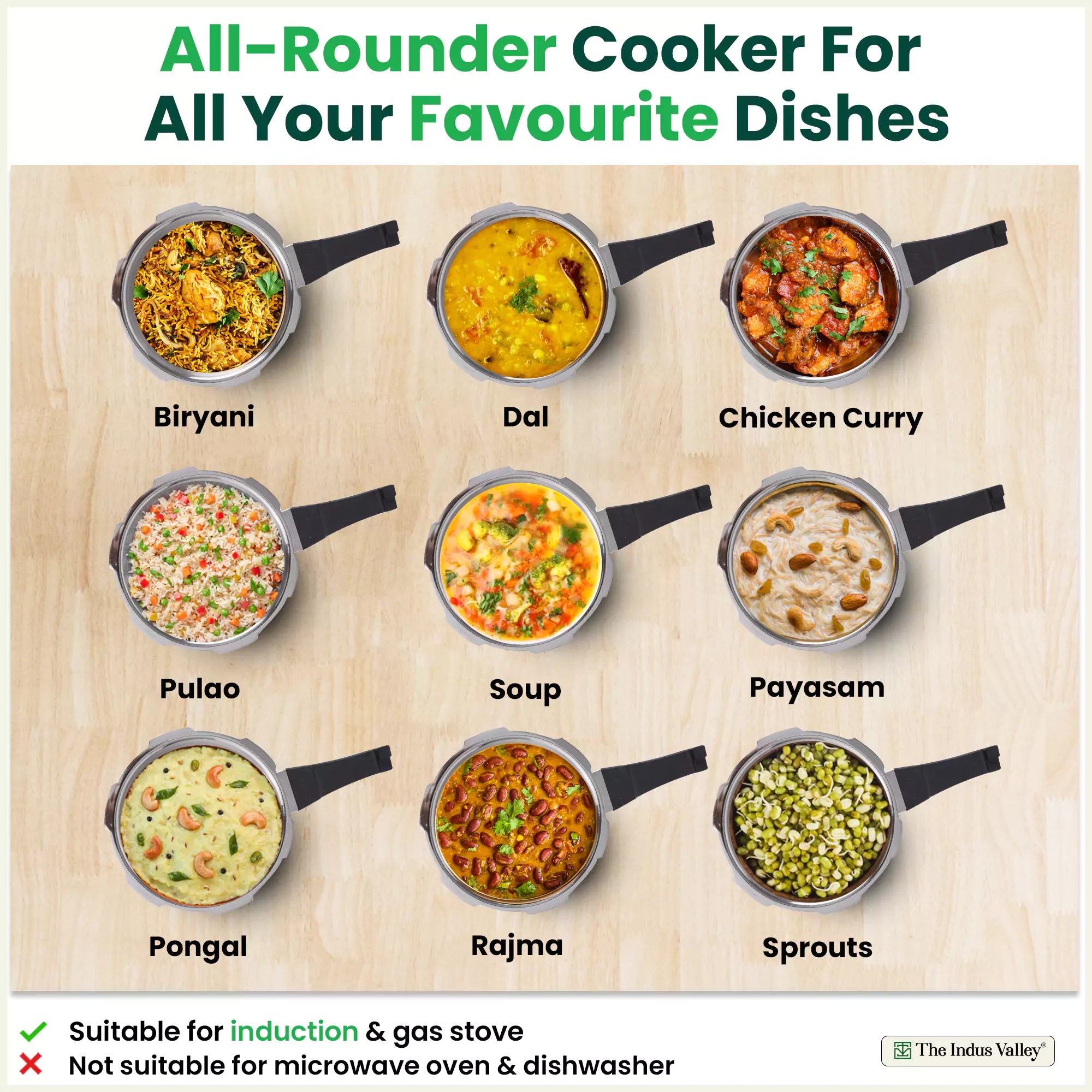 The Indus Valley RapidCuk Tri-ply Stainless Steel Pressure Cooker, Premium Quality, 3 Layer Thick Body, Heavy Bottom, 100% Safe, ISI Certified, Induction & Gas, 2/3/5L