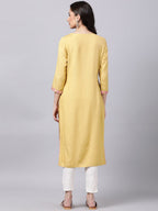 Souchii Women Blue Floral Yoke Design Grandeur & Majestic Artwork Kurta - Distacart