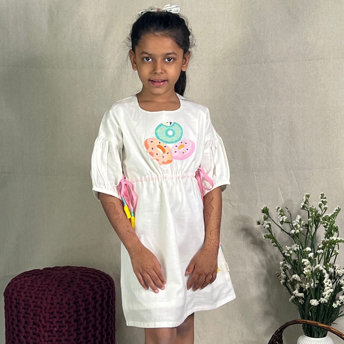 ArthLife Off-White Donuts Embroidered Dress