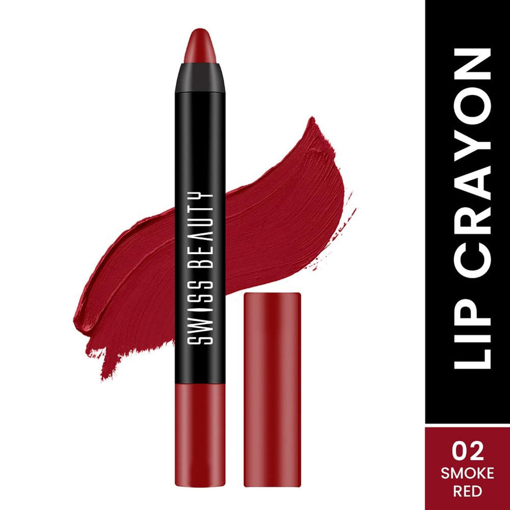 Swiss Beauty Matte Long Lasting Stay Maxx Lip Crayon Lipstick Matte Finish - Smoke Red