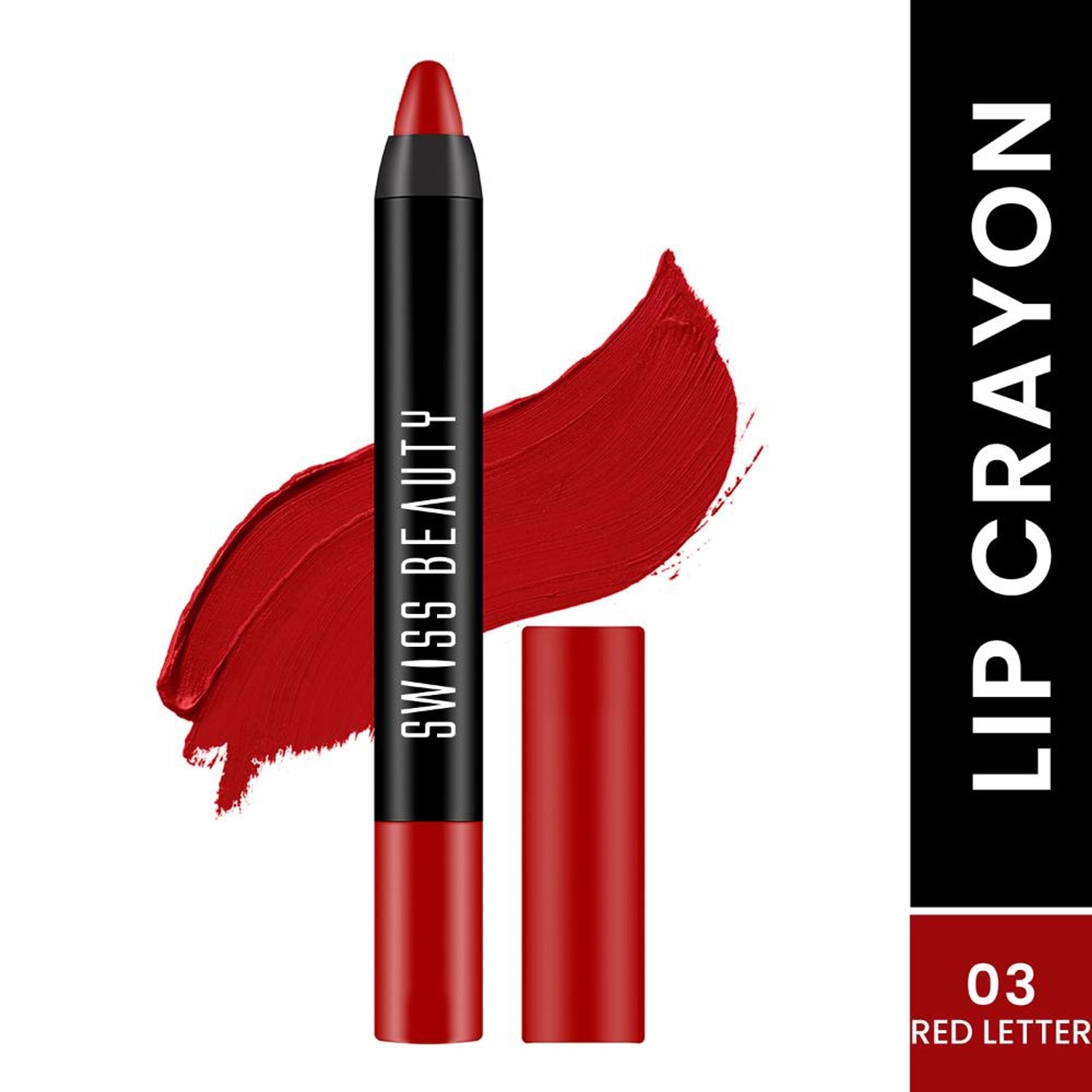 Swiss Beauty Matte Long Lasting Stay Maxx Lip Crayon Lipstick Matte Finish - Red Letter