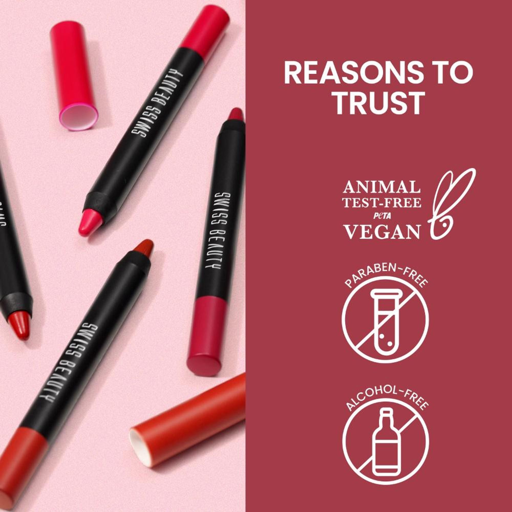Swiss Beauty Matte Long Lasting Stay Maxx Lip Crayon Lipstick Matte Finish - Bloodshot Maroon - Distacart