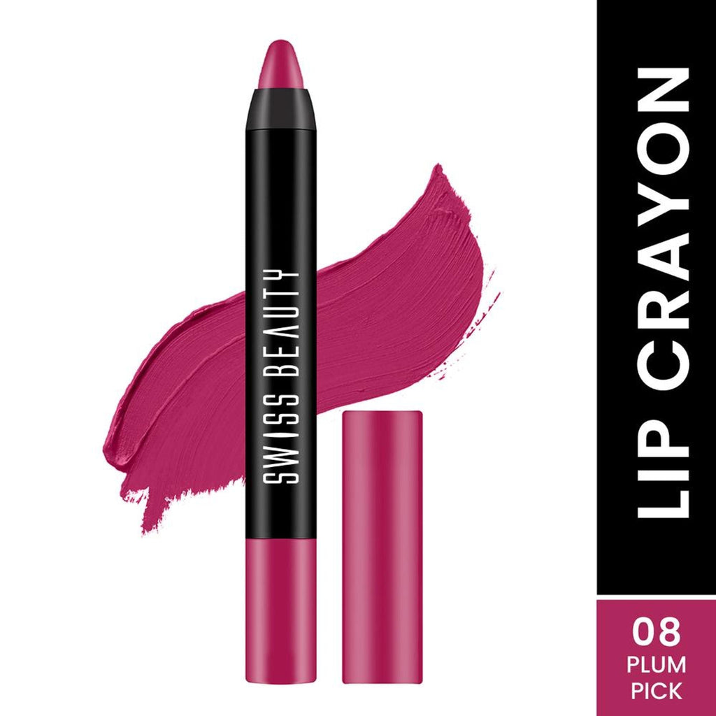 Swiss Beauty Matte Long Lasting Stay Maxx Lip Crayon Lipstick Matte Finish - Plum Pick