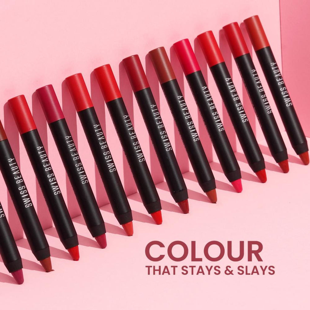 Swiss Beauty Matte Long Lasting Stay Maxx Lip Crayon Lipstick Matte Finish - Bare - Distacart
