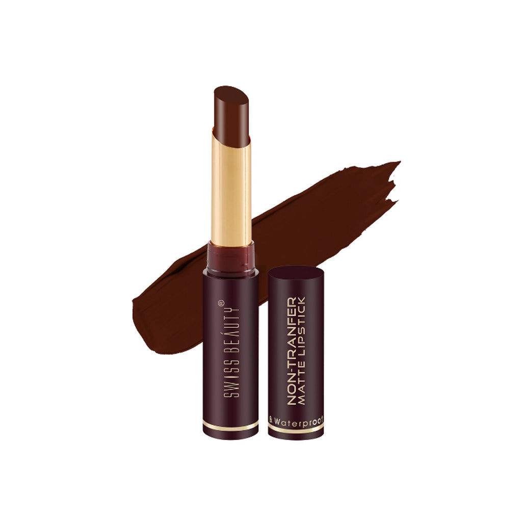 Swiss Beauty Non-Transfer Matte Lipstick - 19 Dark Brown