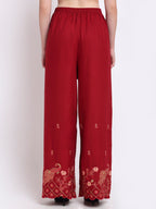 TAG 7 Women Ethnic Motifs Embroidered Flared Palazzos