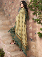 Sangria Ethnic Motifs Printed Pure Cotton Kurta with Trousers & Dupatta