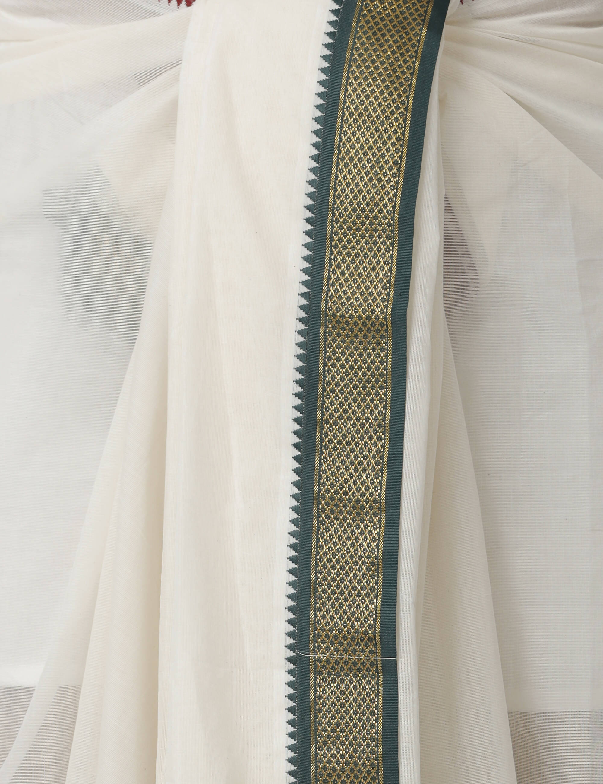 Indian Clothing Ramraj Cotton Mens Pure Cotton 5 Khan Jari 9 + 5 Kora Panchakacham Dhoti With Angavastram Set