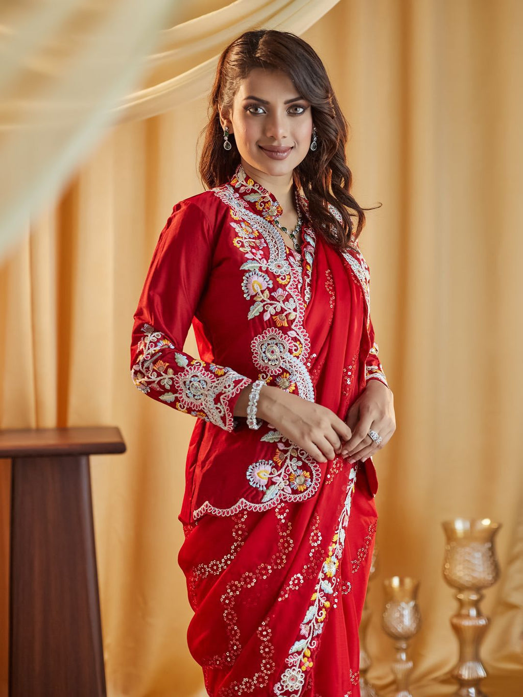 kasee Ethnic Motifs Kutchi Embroidery Pure Silk Saree - Distacart