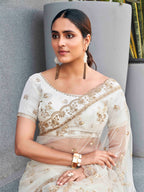 Tikhi Imli Ethnic Motifs Sequinned Embroidered Net Saree - Distacart