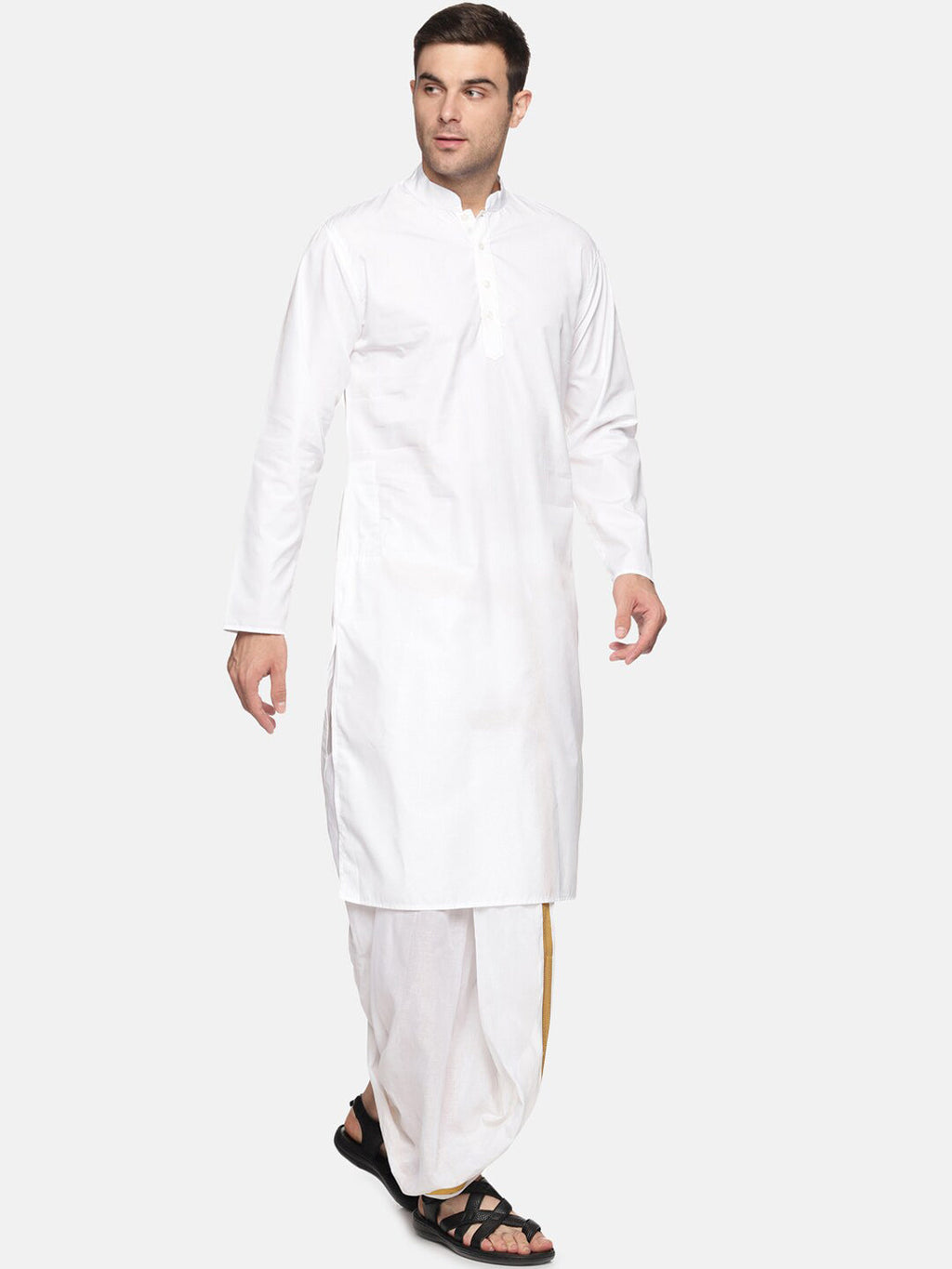 Sethukrishna Men White Pure Cotton Kurta with Pyjamas - Distacart