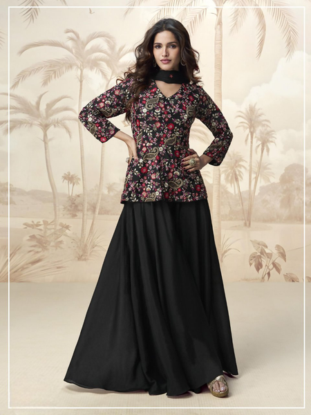 Anaita Black Chiffon Embroidered With Sequins Work Salwar Suit