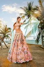 House of Panchhi Pink Net Sequins And Zarkan Embroidery Lehenga Choli & Dupatta