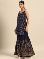All About You Foil Printed Regular Kurta with Palazzos