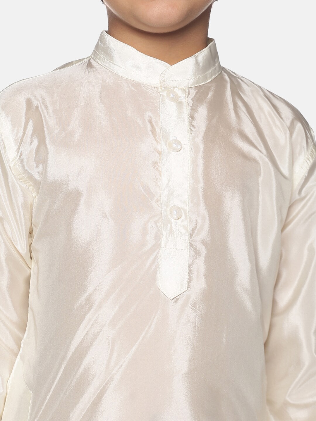 Sethukrishna Boys Cream-Coloured & White Kurta With Pyjamas