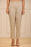 Juniper Women's Beige Cotton Spendex Solid Straight Pant - Distacart