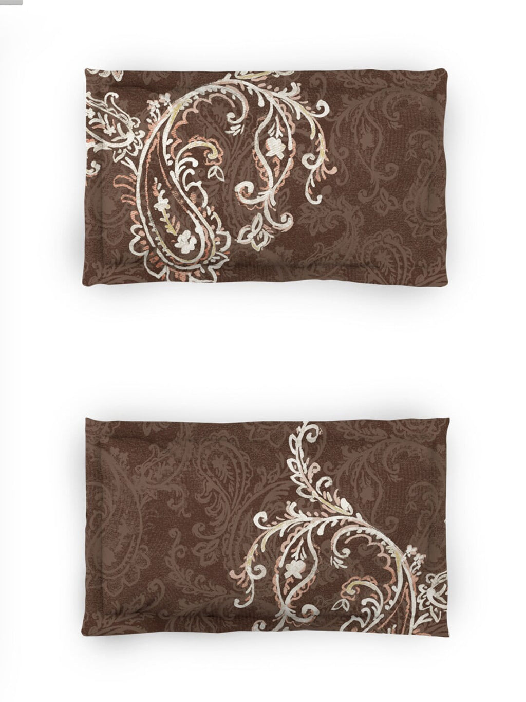 DDecor Brown & White Ethnic Motifs Cotton 140 TC King Bedsheet With 2 Pillow Covers