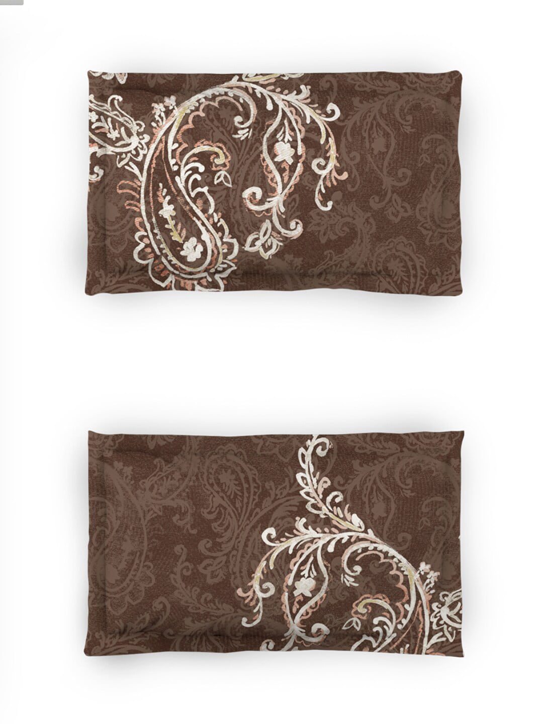 DDecor Brown & White Ethnic Motifs Cotton 140 TC King Bedsheet With 2 Pillow Covers